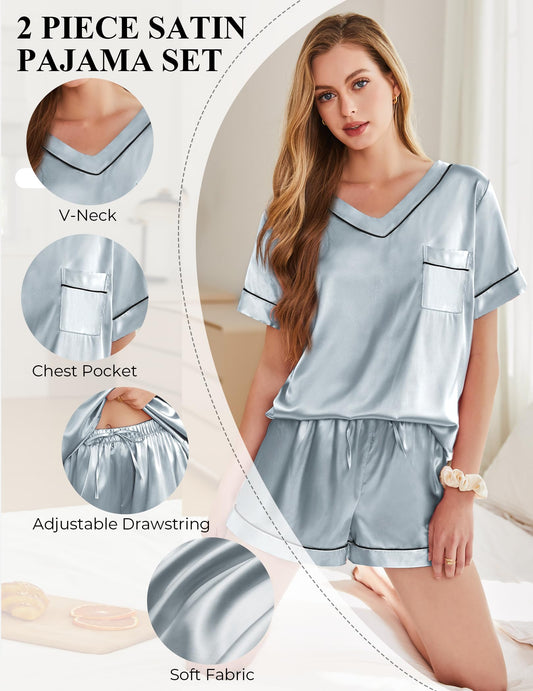 Silk Pajamas (Clear Blue)