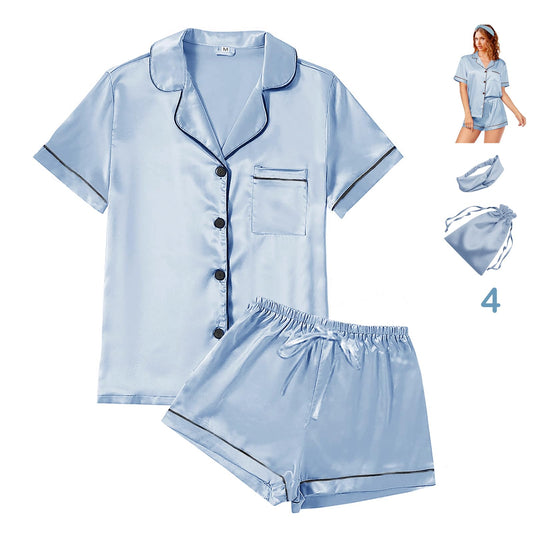 Silkis Satin Pajamas (Azure Blue)