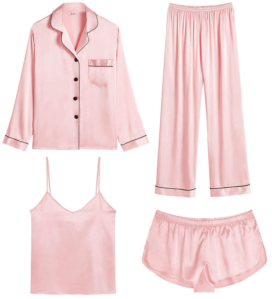 4 pack Satin Pajamas (Sakura Pink)