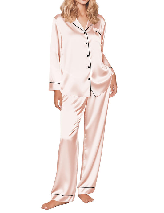 Long Silk Pajamas (Champagne)