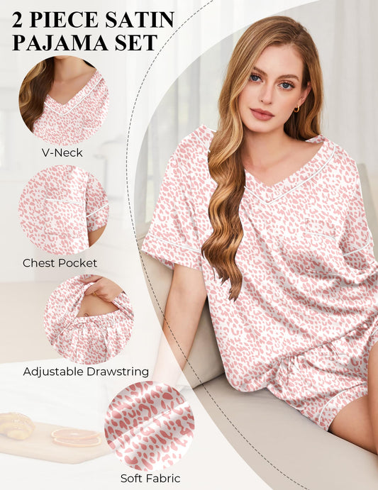 Silk Pajamas (Leopard Pink)