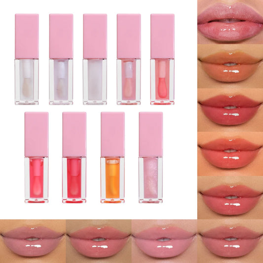 Big Brush 7 Color Changing Lip Oil Moisturizing Flavouring Fruit Clear Vegan Private Label Pink Lipgloss Lip Plumper Gloss