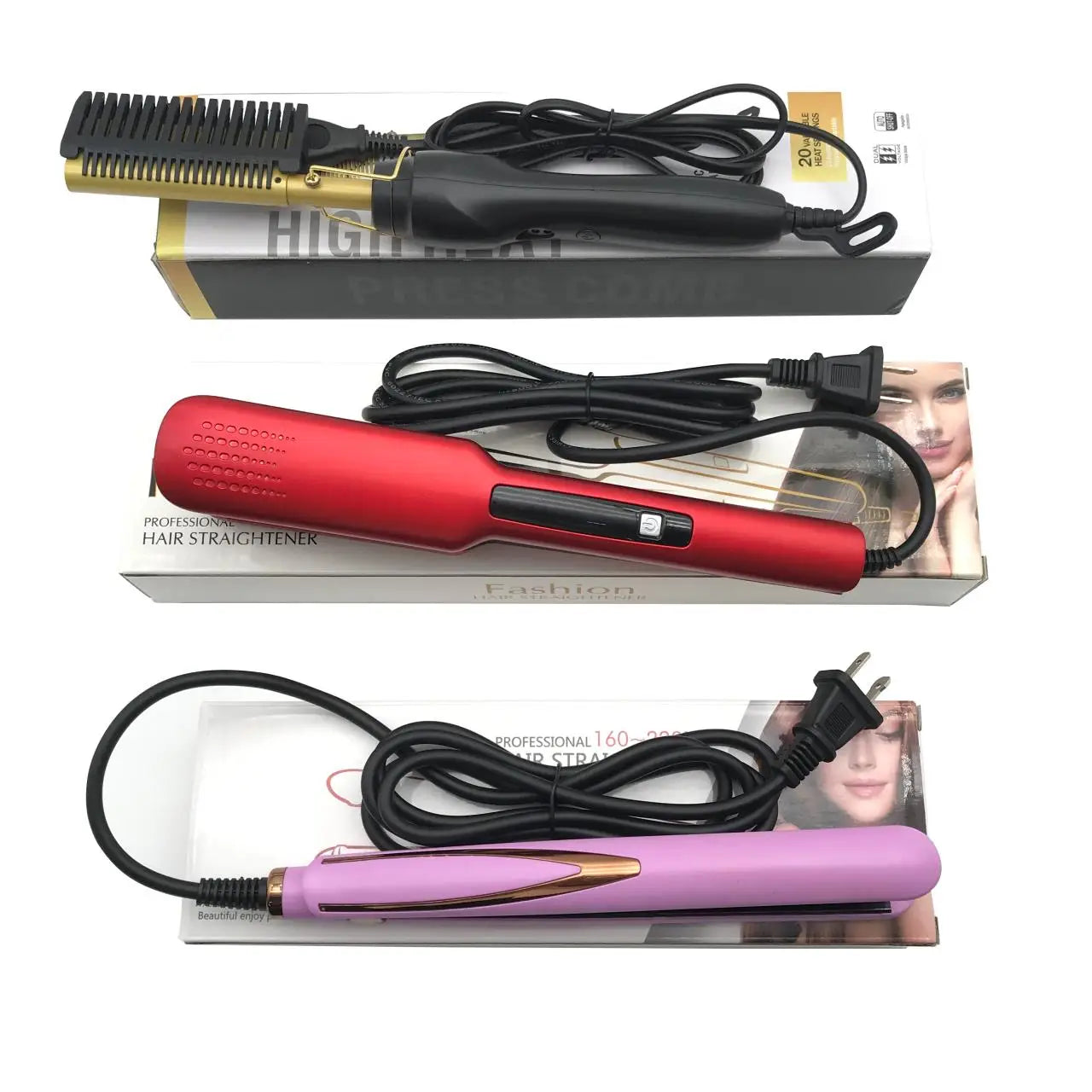Hair straightener brush