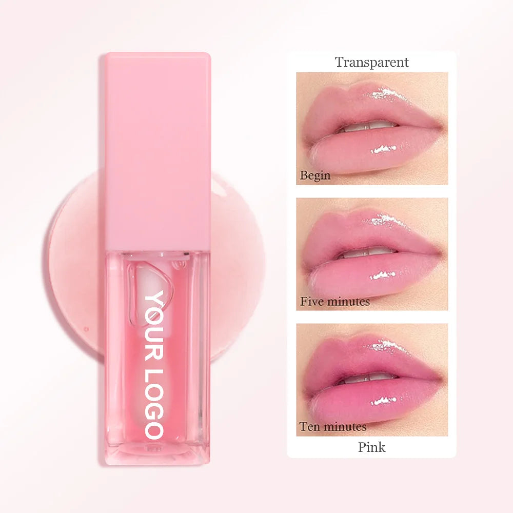Big Brush 7 Color Changing Lip Oil Moisturizing Flavouring Fruit Clear Vegan Private Label Pink Lipgloss Lip Plumper Gloss