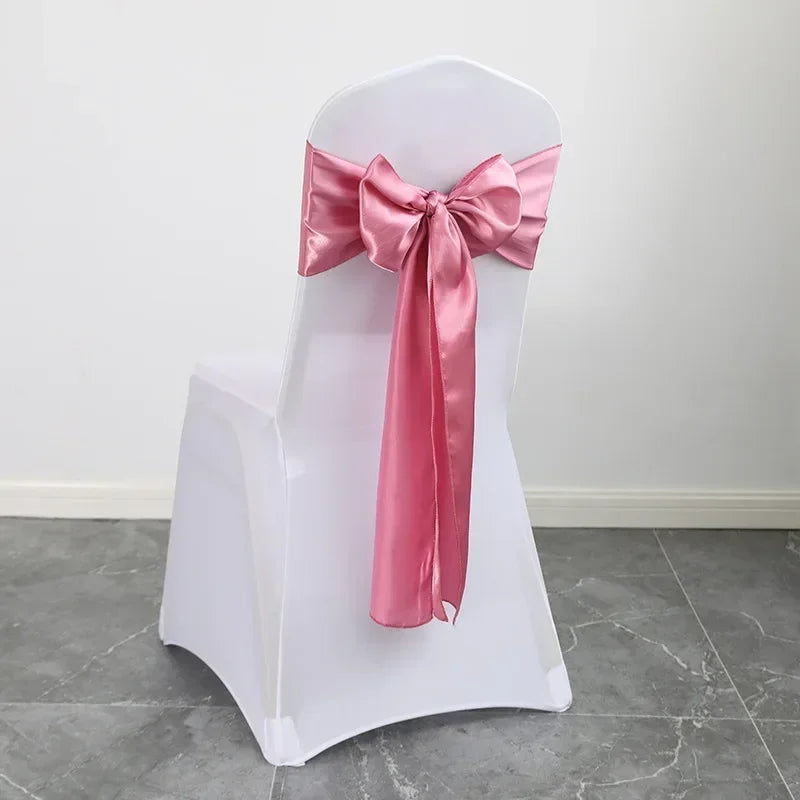 Wedding Decoration Chair Satin Sash Bow Tie Self TIe for BIrthday Party Festival Hotel Holiday Shiny Look Luxury Dining Room