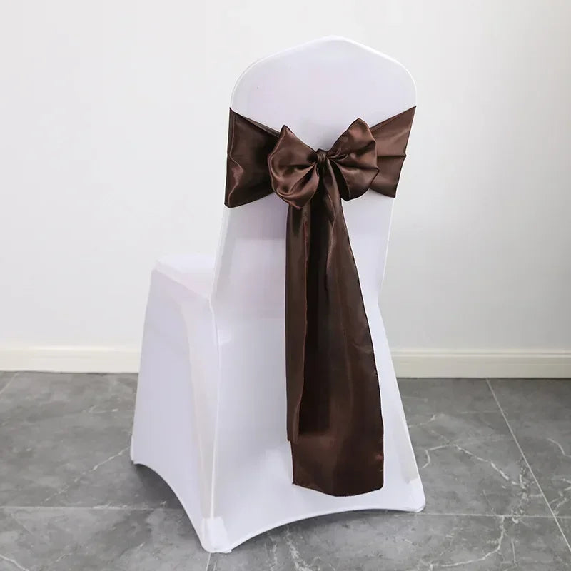 Wedding Decoration Chair Satin Sash Bow Tie Self TIe for BIrthday Party Festival Hotel Holiday Shiny Look Luxury Dining Room