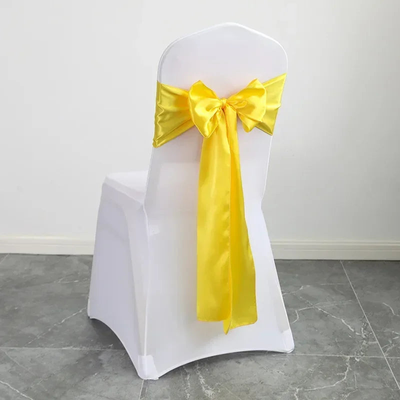 Wedding Decoration Chair Satin Sash Bow Tie Self TIe for BIrthday Party Festival Hotel Holiday Shiny Look Luxury Dining Room
