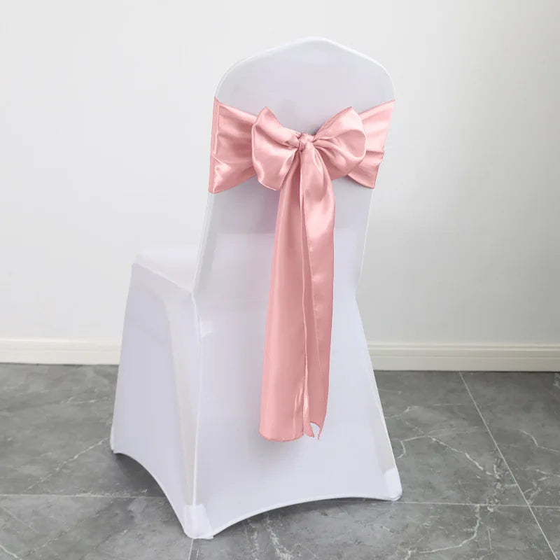 Wedding Decoration Chair Satin Sash Bow Tie Self TIe for BIrthday Party Festival Hotel Holiday Shiny Look Luxury Dining Room