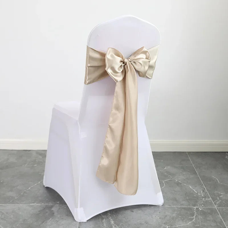 Wedding Decoration Chair Satin Sash Bow Tie Self TIe for BIrthday Party Festival Hotel Holiday Shiny Look Luxury Dining Room