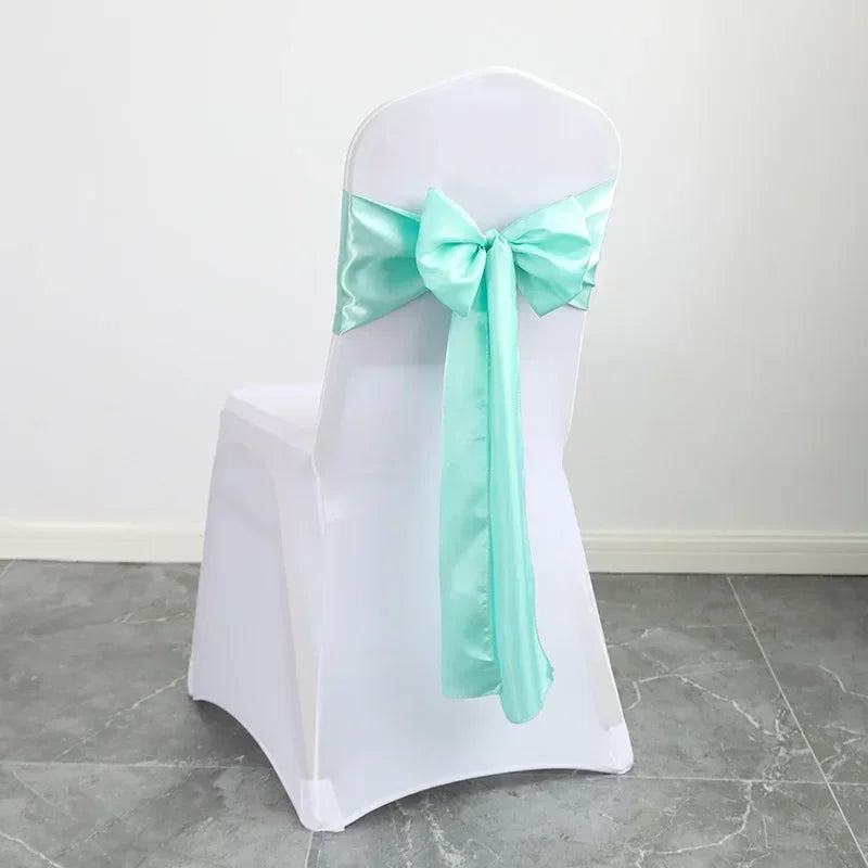 Wedding Decoration Chair Satin Sash Bow Tie Self TIe for BIrthday Party Festival Hotel Holiday Shiny Look Luxury Dining Room