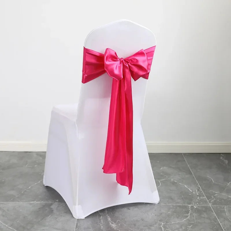 Wedding Decoration Chair Satin Sash Bow Tie Self TIe for BIrthday Party Festival Hotel Holiday Shiny Look Luxury Dining Room