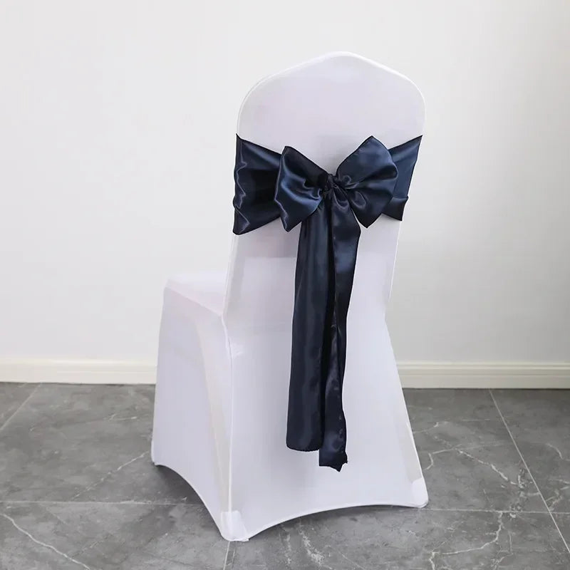 Wedding Decoration Chair Satin Sash Bow Tie Self TIe for BIrthday Party Festival Hotel Holiday Shiny Look Luxury Dining Room
