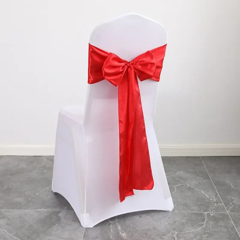 Wedding Decoration Chair Satin Sash Bow Tie Self TIe for BIrthday Party Festival Hotel Holiday Shiny Look Luxury Dining Room