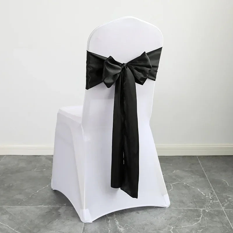 Wedding Decoration Chair Satin Sash Bow Tie Self TIe for BIrthday Party Festival Hotel Holiday Shiny Look Luxury Dining Room