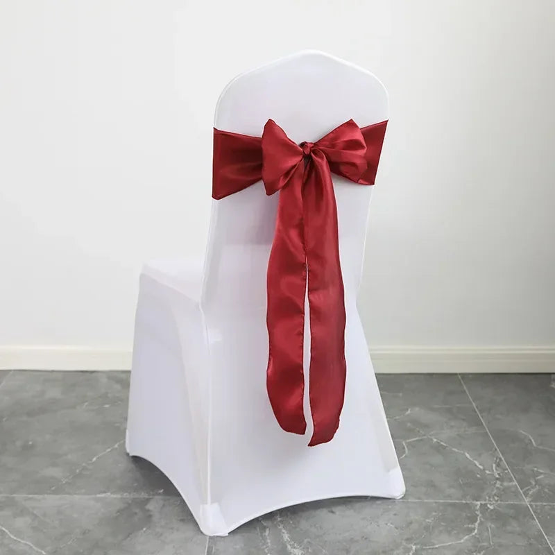 Wedding Decoration Chair Satin Sash Bow Tie Self TIe for BIrthday Party Festival Hotel Holiday Shiny Look Luxury Dining Room